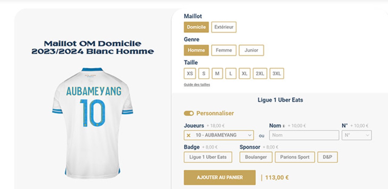 Maillot OM Domicile 2023/2024 Blanc Junior  Boutique Officielle Olympique  de Marseille