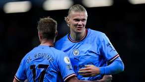 De Bruyne et Haaland lors de Chelsea-Manchester City