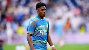 Endrick, joueur du Real Madrid CF, lors du match de Liga EA Sports opposant le Real Madrid CF au RCD Espanyol.