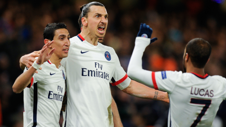 Zlatan Ibrahimovic, Angel Di Maria et Lucas Moura avec le PSG