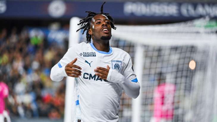 Elye Wahi après son but contre Montpellier