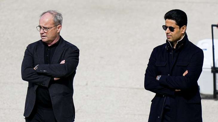 Luis Campos et Nasser al-Khelaïfi, bras croisés (PSG)