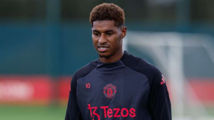 Marcus Rashford à l'entrainement avec Manchester United
