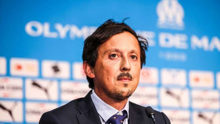 Pablo Longoria en conférence de presse à Marseille