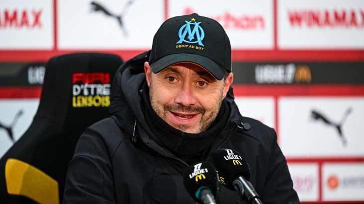 Roberto De Zerbi coach de l'Olympique de Marseille (OM) en conférence de presse