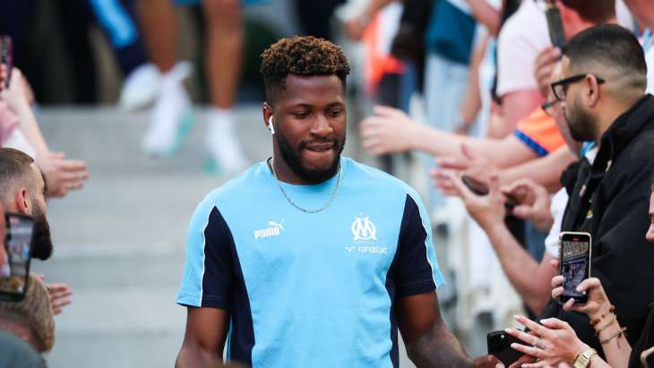Faris Moumbagna lors de OM - Rennes