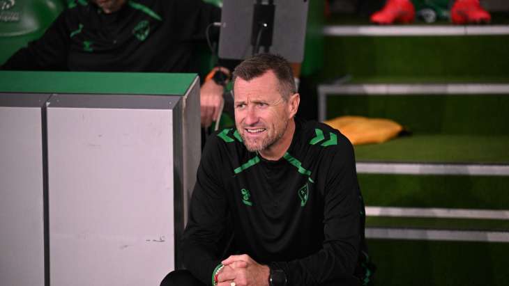 Eirik Horneland, entraineur de Saint-Étienne, lors du match de Ligue 2 BKT entre Saint-Étienne et Reims.