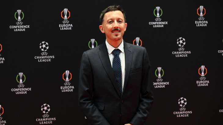 Pablo Longoria lors du tirage au sort de la Ligue des champions