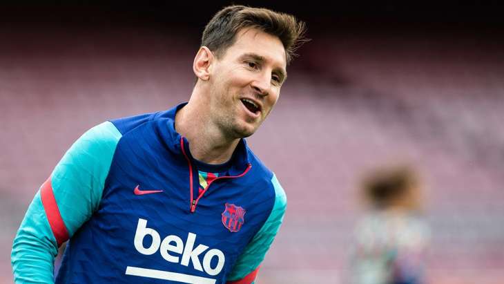 messi barca sourire training